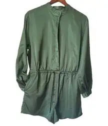 HUNTER for Target Womens Satin Utility Romper in Olive Green