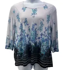 Croft‎ And Barrow Floral Blouse Blue Large