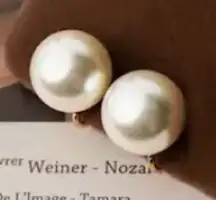 BNIB - High Quality Perfect Round Pearl Ear Clips 12mm.