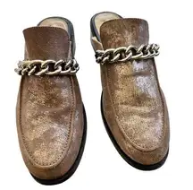 Free People  Vida mule Shimmer Chain Leather Mules 41