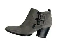 Ivanka Trump Womens Taren Ankle Boots Booties Gray Suede Block Heel Zip 8.5 M