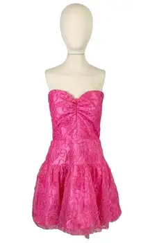 Vintage Jessica McClintock Gunne Sax Strapless Mini Cocktail Dress Size 9