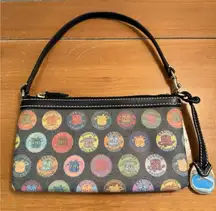 Y2K Dooney & Bourke Wristlet Multicolor Circle Stamp Medallion Logo Design