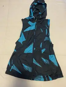 Lululemon Pack It Vest Back Spin Stroke Peacock Blue Black Hooded Women's Size 4