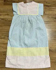 Vintage Vandemere House Coat/Dress Pastel Seersucker Zip Up Robe Nightgown‎ Sz M