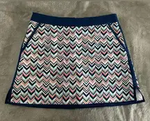 🌹LADY HAGEN **SIZE 10 BLUE/ ORANGE CHEVRON GOLF TENNIS SKIRT SKORT