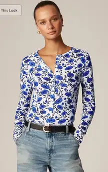 J.Crew Sheer mesh cardigan top in toile print