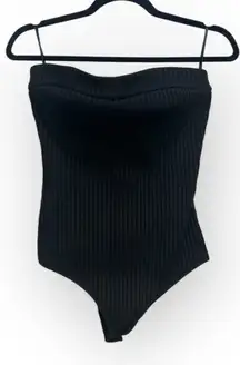 NBD Zhora Black Ribbed Strapless Bodysuit – Size Small