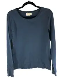 Nation LTD Womens Blue Long Sleeve Top Button Cuff Cotton Made In Peru M