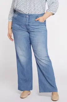 NYDJ Teresa Wide Leg Jeans‎ With High Rise And Raw Hems In Everly Wash Size 22W