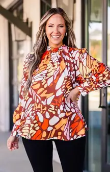 JODIFL Abstract Patterned Long Sleeve Blouse