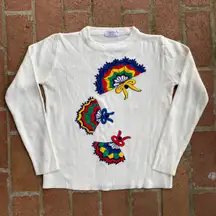 Vintage 60s K-Mart Tufted Embroidered Knit Crewneck Sweater