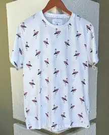 Denim & Flower White Americana Tee with Flamingo 🦩 surf board print