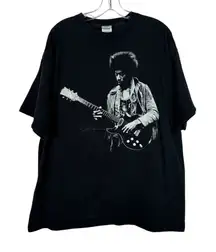 Jimi Hendrix Vintage Y2K Black Signature Silhouette Graphic T-Shirt XXL Reggae