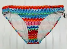 NWT La Blanca Sz 16 Bright Chevron Roll Waist Bikini Bottoms