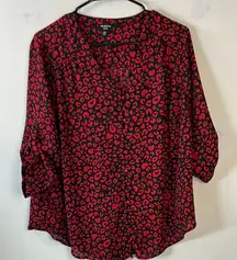 Harper Georgette Button-Front 3/4 Sleeve‎ Pullover Blouse Size 00 (M/L)