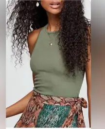 Free People Hayley Crew Neck Racerback Knit Crop Top Tank Ribbed SzXS/S