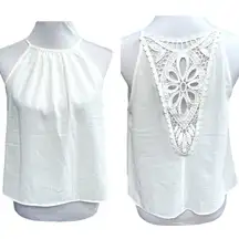 Zara Floral Lace Back Tank Top White Size XSmall