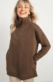 Old Navy Oversized Half-Zip French Terry Funnel-Neck Sweatshirt Size XL Espresso