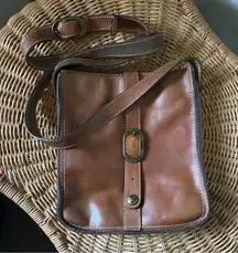 Patricia Nash Leather Purse Venezia Pouch Saddle Brown Crossbody Bag