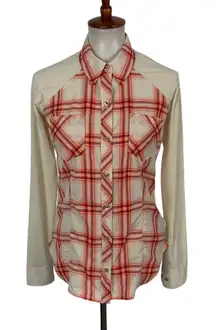 Marmot Plaid Button Down Shirt Small Red White Long Sleeve Outdoor Hiking