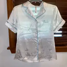 NWT $22 Gilligan & O’Malley White Bride Button Down w/ Blue Trim Top XS