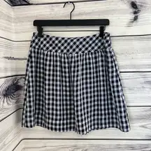 Navy And White Gingham Plaid Mini Skirt