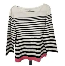 Talbots  Striped Boatneck T-Shirt Womens Size XL  3/4 Sleeve Cotton Colorblock