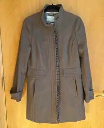 Banana Republic Wool Blend Ruffle Detail Coat Taupe Brown Size Small