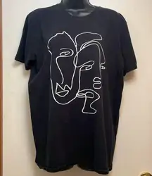 Nasty gal L black tee shirt‎ pre owned. Smoke free home. Cracking in graphic.