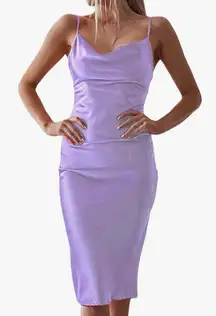 Amazon Purple Satin Midi Dress