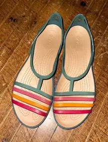 Crocs rubber washable nursing ortho strappy 10 rainbow sandals