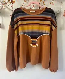 Zara Trafaluc striped sweatshirt with brown sleeves