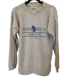 Woolly Threads Sweatshirt Alpha Xi Delta Madison WI Crewneck Sz Large Comfy EUC