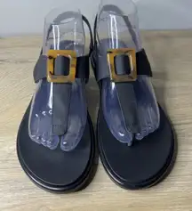 Olukai La'i T–Bar Sandals Womens 10 US 40 EU Black Slides Buckle Travel Summer