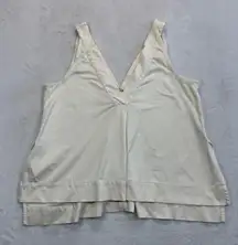 Madewell Tank Top Layered Hem V-Neck Sleeveless Casual Comfy Beige Size M READ‎