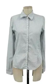 James Perse Blue White Pinstripe Button Down Top Size 2‎ / Medium