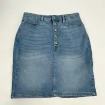 Banana Republic Jean Skirt Womens 6 Denim Pencil Button Front Light Wash Read 