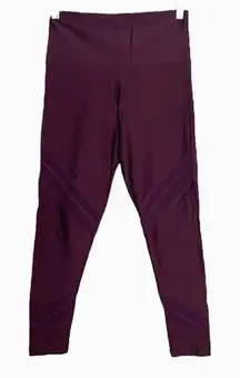 Onzie‎ Flow Pants Womens Medium Large Sporty Legging Burgundy Mesh Inserts Crop
