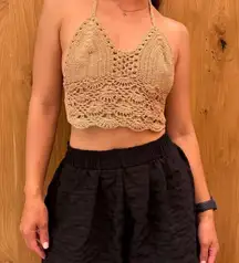 Nordstrom Crochet Halter Crop Top - Brown