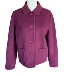 Talbots long sleeve button down collared berry wool coat with pockets size 4