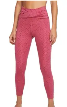 Nike Yoga Dri-Fit Womens Pink Polka Dot Leggings Size L Twisted Flap Waist Box C