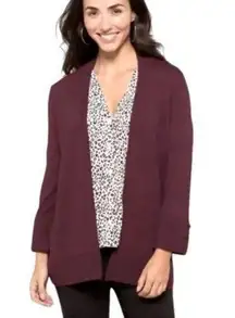 Evolution by Cyrus Myna Open Front Cardigan with Button Sleeve Detail in Ancho C