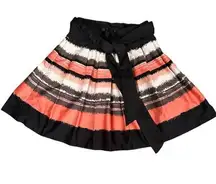 H&M Skirt Size 12 Large Colorblock Fit and Flare Cotton Lined Black Tan Coral