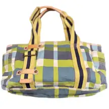 Gap Classic Blue & Green Plaid Large Canvas Tote Shoulder Bag