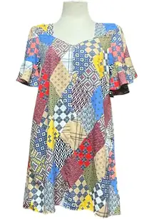 Umgee Patchwork Shift Dress Small