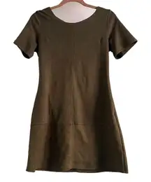 Festive Green Faux Suede Mini Dress Fit and Flare Quiet Luxury Lord and Taylor