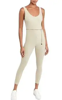 We Wore What NWT  Active Women's Scoop Jumpsuit Small Khaki With Belt  $120