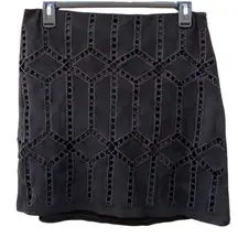 Womens Size Medium black Doris cutout faux suede skirt NWT