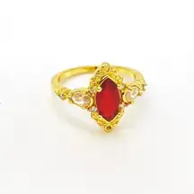 Red Ruby Marquise Diamond Ring